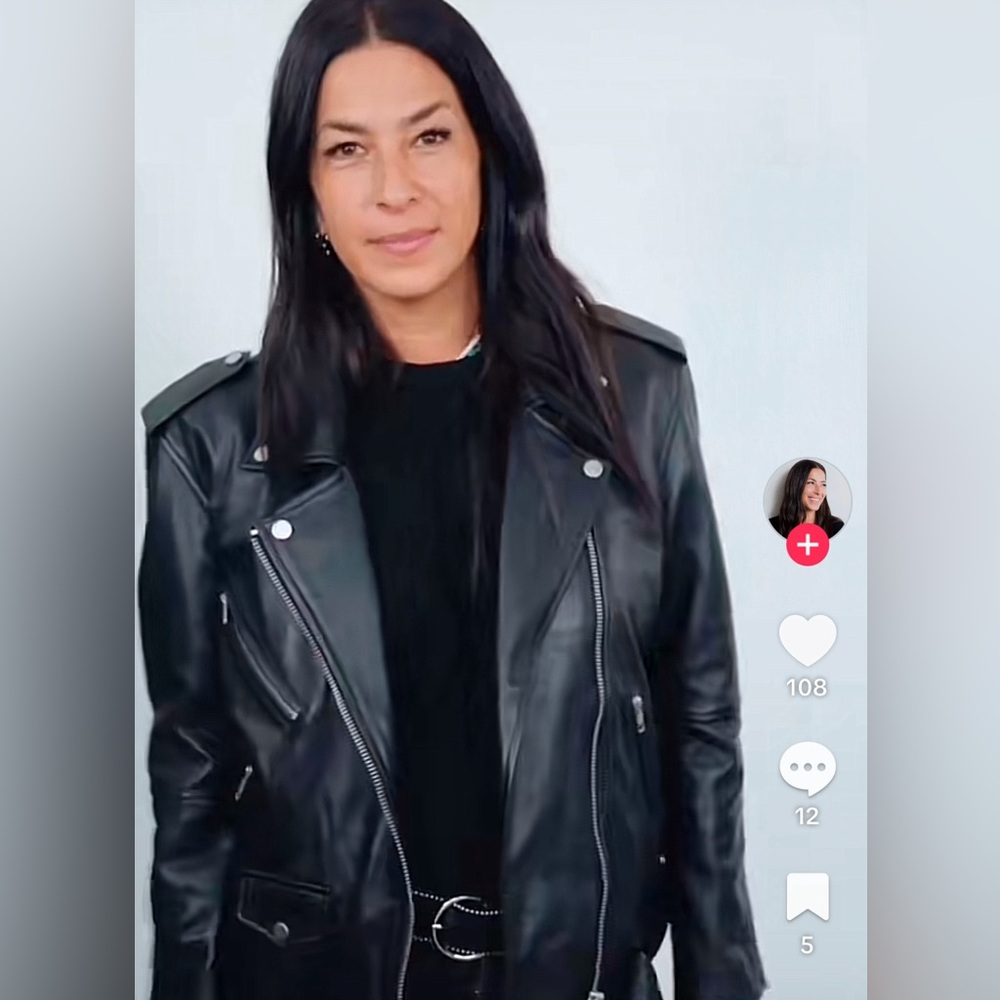 Black Leather Biker Jacket by Rebecca Minkoff - Picture 2 of 9